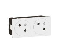 Legrand 077142L Double prise de courant 2P+T Mosaic Link raccordement latéral 4mod.