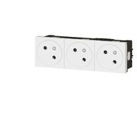 Legrand Prise triple Mosaic Link 077143L – Courant 2P+T, raccordement latéral, 6 modules, blanc