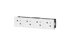 Legrand 077144L Quadruple Prise de Surface Mosaic Link Raccordement Latéral, Courant 2P+T, 8 Modules, Blanc