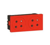 Legrand Double prise 077152L Mosaic Link 2P+T Surface détrompage 4 modules Rouge