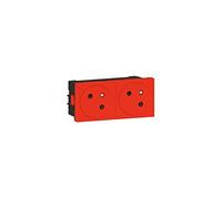 Legrand 077172L Double Prise de Surface Mosaic Link Raccordement Latéral, Courant 2P+T, 4 Modules, Rouge