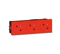 Legrand Prise de surface triple Mosaic Link 077173L 2P+T 6 modules raccordement latéral Rouge