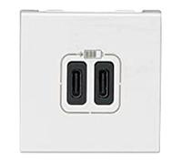 Legrand 077590 Mosaic USB Chargeur, Type-C, 3A, 15W, 2 Module, 230V ou 5V, Blanc