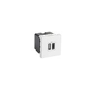 Legrand 077592 Mosaic USB Chargeur, Type-A + Type-C, 3A, 15W, 2 Module, 230V ou 5V, Blanc