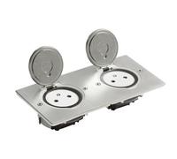 Legrand 089768 Prise de Sol Double Surface avec Platine Rectangulaire, 2P+T, 16A, 250V, Inox