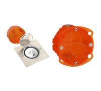 Legrand 092110 Prise de Sol Inox Étanche IP44 avec Clapet de Protection + Boite à Encastrer, Aluminium & 090501 Boîte à Encastrer Batibox Multimatériaux, 1 Poste, 40mm Profondeur, Orange