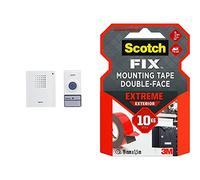 Legrand 094250 Set de sonnette sans fil, blanc, 50 m & Scotch-Fix Ruban Adhésif Double Face de fixation Extrême pour Extérieur, 19 mm x 1,5 m - Pour un Usage Extérieur extrême