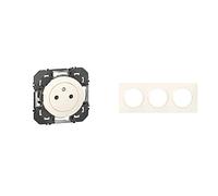 Legrand 095215 Prise de Courant 2P+T Surface Dooxie, 16A, Blanc & - Plaque carrée dooxie 3 postes finition blanc