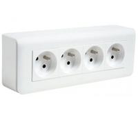 Legrand 200023 Quadruple Prise de Courant avec Plaque Mosaic + Cadre Saillie, Blanc