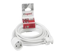 Legrand, 390086 Câble d'extension avec Prise de Contact de Protection et Embrayage coudé Intérieur Max. 3680 W Longueur 5 m Blanc