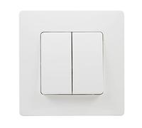 Legrand 396471 Commutateur double NL BL MONOBLOC | Double commutateur 10AX, gamme Niloé Monobloc, mécanisme complet avec cadre, blanc, 396471
