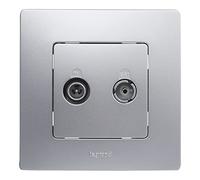 Legrand 396487 Prise ou prise pour télévision, radio, satellite terminal de la gamme Niloé monoblock, mécanisme complet, couleur aluminium