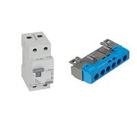 Legrand 402037 RX3 FI Type 40 A 30 mA A & 004815 Bornier de Répartition IP2X Neutre, 1 Connexion, 10mm² à 35mm², 62mm Longueur, Bleu