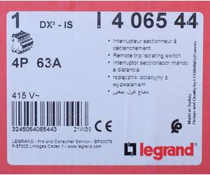 Legrand 4065 44 Interrupteur sectionneur DX³-IS 4P 400V 63A. 406544