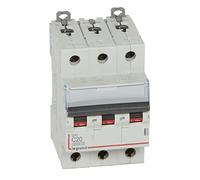 Legrand 407860E Interrupteur automatique magnétique thermique 3P, 20 A, courbe C, 10 kA, 3 modules, DX3