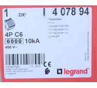 Legrand 407894 Disjoncteur différentiel DX³ 6000 10kA 4P 6A courbe C. 407894.
