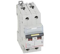 Legrand 409225 Disjoncteur DX³10000 16kA arrivée haute et départ bas à vis, 2P, 230V~ à 400V~, 40A, courbe C, 2 modules