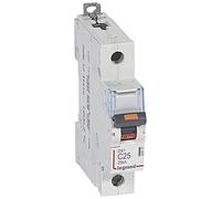 Legrand 409757 Disjoncteur DX³ 25kA arrivée haute et départ bas à vis, 1P, 230V~ à 400V~, 25A, courbe C, 1 module