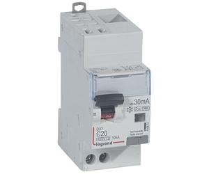Legrand 410872 Disjoncteur différentiel monobloc DX³6000 10kA arrivée haute automatique départ bas vis, U+N 230V, 20A typeF, 30mA