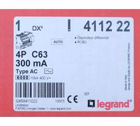 Legrand 4112 22 Disjoncteur différentiel DX³ 6000 10kA 4P 400V 63A. 411222.