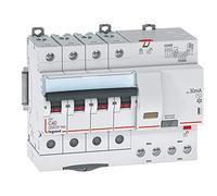 Legrand 411201 Disjoncteur différentiel monobloc DX³6000 10kA arrivée haute vis départ haut automatique, 4P, 400V, 40A typeAC, 30mA