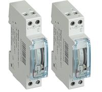 Legrand 412790 Interrupteur horaire analogique modulaire programmable Manuel journalier - Cadran Vertical avec réserve de Marche (Lot de 2)