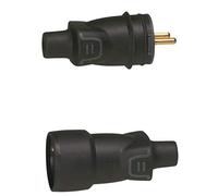 Legrand 50445 et 50446 - Fiche électrique 2 pôles avec terre - Noir ou Legrand Prolongateur 16 A caoutchouc sortie droite IP 44(Fiche + Prolongateur)