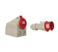 Legrand 555259 Prise saillie fixe P17 IP44 32A, 380V~ à 415V~, 3P+N+T & 555129 Fiche mobile droite P17 IP44 16A, 380V~ à 415V~, 3P+N+T