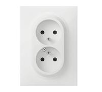 Legrand 600321 Double prise de courant compacte monobloc easyréno 2P+T dooxie, 16A, livrée, avec plaque carrée, blanche
