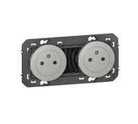 Legrand 600432 Double prise de courant 2P+T Surface dooxie 16A précâblées finition alu