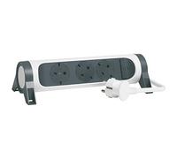 Legrand 694527 Bloc de Prise avec Interrupteur, Prise Multiple avec 3 Prises de Courant, câble 1,5 MTS, Blanc/Gris foncé