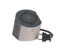 LEGRAND - Bloc Multiprise/Station de Charge - 2 Prises Surface avec Terre + 1 Chargeur à Induction Qi+ 1 Prise USB-C + 1 Prise USB-A - Avec Cordon 2m - Taupe et Gris Foncé