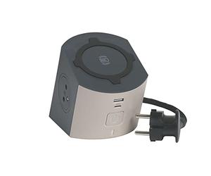LEGRAND - Bloc Multiprise/Station de Charge - 2 Prises Surface avec Terre + 1 Chargeur à Induction Qi+ 1 Prise USB-C + 1 Prise USB-A - Avec Cordon 2m - Taupe et Gris Foncé
