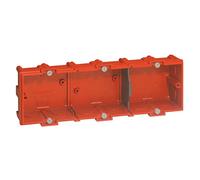 LEGRAND Boîte maçonnerie 3 postes 40mm, Batibox, rouge, IP20 | 3 postes, profondeur 40mm, maçonnerie, montage horizontal ou vertical, séparation courants fort/faible, multiples entrées