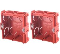 Legrand - Boîte à encastrer carrée Batibox maçonnerie - 1 poste profondeur 30mm (Lot de 2) - Rouge - Polystyrène - Non résistant à l'eau - Vis, Caps de protection