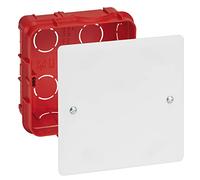 LEGRAND Boîte de dérivation 85x85x40mm, Batibox, IP20, plastique | 85x85x40mm, rouge, plastique sans halogène, 12 entrées défonçables, pour maçonnerie brique, avec couvercle et vis, IP20
