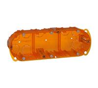 LEGRAND Boîte d'encastrement 3 postes 50mm, Batibox, orange, IP20 | 3 postes, profondeur50mm, diamètre perçage67mm, multimatériaux, plastique sans halogène, IP20, 8 entrées, étriers métalliques