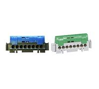 Legrand Bornier de Répartition Isolé IP2X Neutre, 8 Connexions, 1.5mm² à 16mm², 75mm Longueur, Bleu & Bornier de Répartition Isolé IP2X Terre 8 Connexions, 1.5mm² à 16mm², 75mm Longueur, Vert