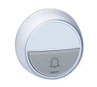 LEGRAND Bouton poussoir blanc confort, sans fil, IP44, rond, saillie | Ronde, blanc, sans fil, IP44 étanche, portée radio 100m, pile CR2032 fournie, installation adhésif ou vis