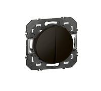 LEGRAND Bouton poussoir double 6A, Dooxie, noir, encastré, IP20, 250V | Double poussoir, noir, encastré, 6A 250V, bornes automatiques, connexion rapide sans outil, gain de place, usage intérieur