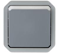 LEGRAND Bouton-poussoir lumineux, Plexo, gris, IP55, IK08, 10A 250V | Gris, poussoir simple NO lumineux avec voyant, étanche IP55 IK08, 10A 250V, connexion rapide sans outil, intérieur extérieur