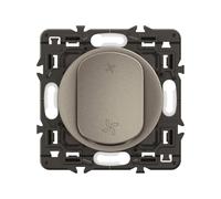 LEGRAND Bouton-poussoir VMC, Céliane, encastré, titane, 6A 250V IP20 | Titane, encastré, 2 modules, 2 pôles, 6A 250V, bornes automatiques, sans halogène, design moderne, réglage VMC 2 vitesses