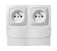 LEGRAND | Cadre 2 postes double PC épaisseur 12.5, montage déjà équipé pour plinthe, 2x prise avec contact de protection, installation facile en saillie