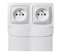 LEGRAND | Cadre 2 postes double PC épaisseur 16, montage horizontal ou vertical sur plinthe, connexion rapide sans outil, sécurité renforcée pour la maison