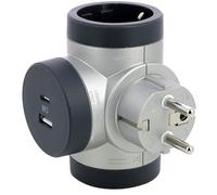 Legrand CE Lot de 2 adaptateurs de contact rotatifs en forme de T avec USB A+C Aluminium