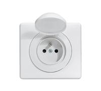 LEGRAND - Prise Electrique Murale avec Terre Céliane Surface + Plaque - Prise Etanche IP44 - Prise Affleurante avec Socle Rétractable - Fabriqué En France - Blanc
