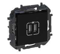 LEGRAND Chargeur double USB type A composable pour installation encastrée, gamme Niloé Step, couleur anthracite, 398264B