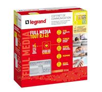 LEGRAND - Coffret de Communication Pré-équipé Full Media - Coffret DTI RJ45 - Pour Distribuer TV et Services Box vers Prises RJ45 - Pour Logement T1/T2/T3 - Fabriqué En France - Blanc