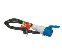Legrand - Cordon adaptateur pour caravane - fiche mâle 2P+T + fiche femelle CEE 17 - 1,5m, Blanc