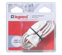 Legrand Cordon pré-équipé pour lampe 91183 – 1,5 m blanc – fiche mâle et interrupteur 2A